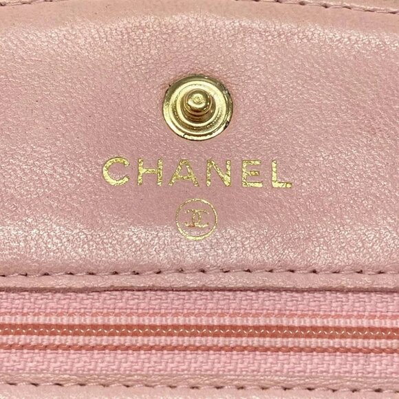 Auth CHANEL - A13509 Pink Calfskin Other Style Wallet Gold hardware - Picture 12 of 14